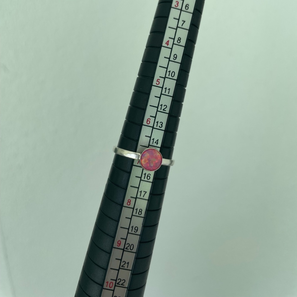 Handmade Sterling Silver Ring Band with Pink Opal - Picture 8 of 9